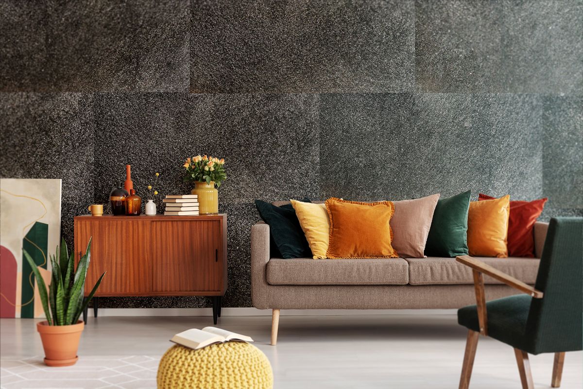 Wandbeplankung mit echtstein Platten